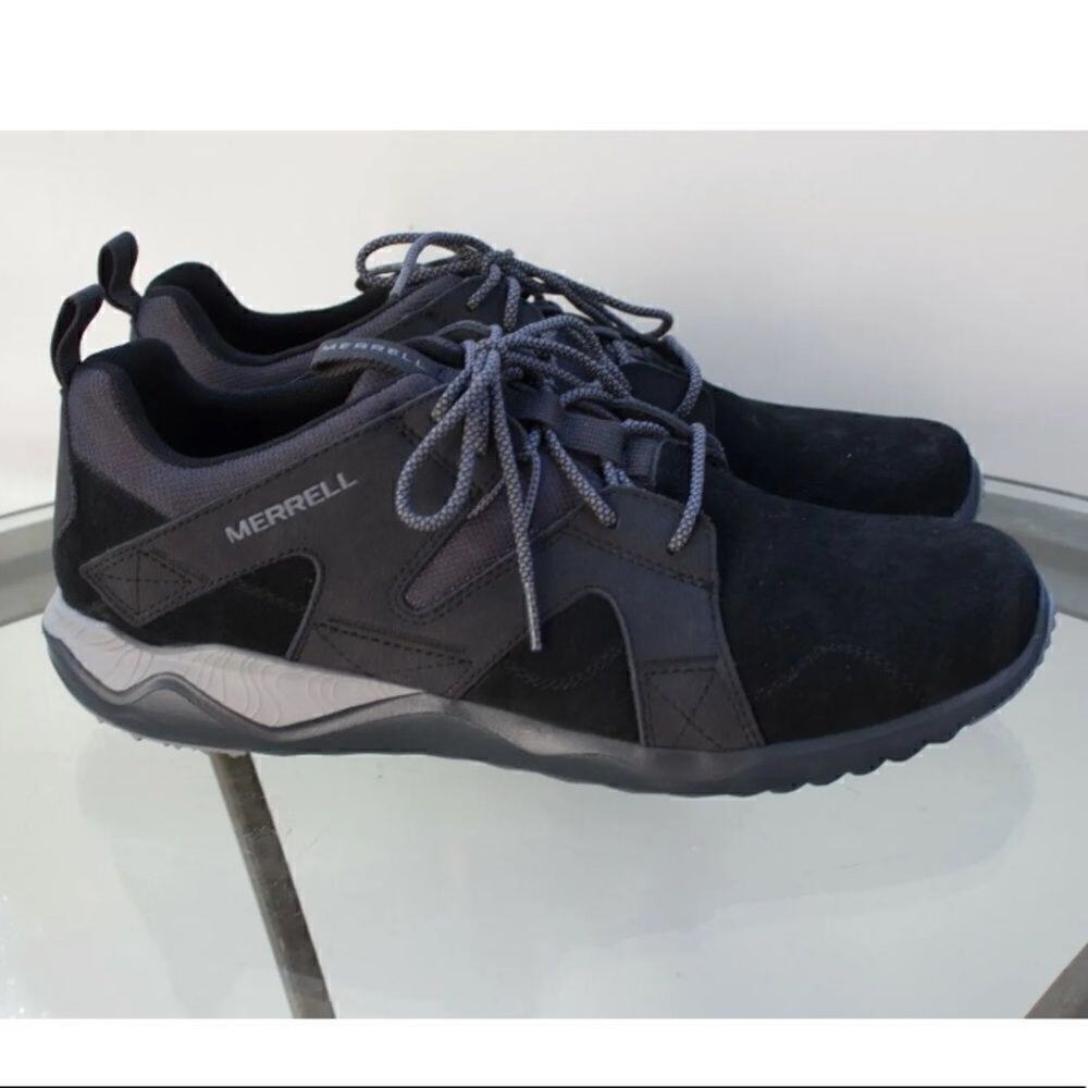 Merrell 1SIX8 Lace Leather Hiking Shoes Black Grey Mens Size 12us